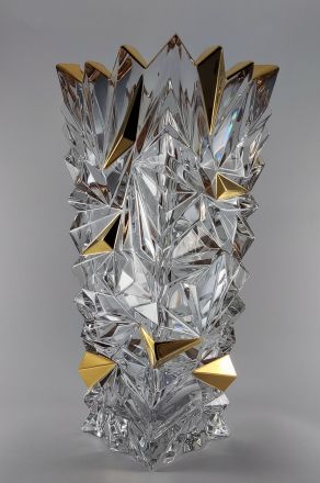 Ваза Bohemia 1845 Glacier Gold кант H30.5cm