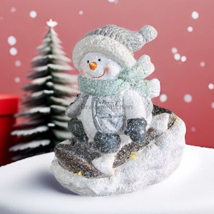 Коледна декорация с лед светлина - Снежко на шейна