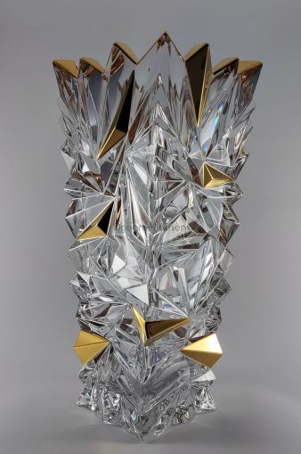 Ваза Bohemia 1845 Glacier Gold кант H30.5cm