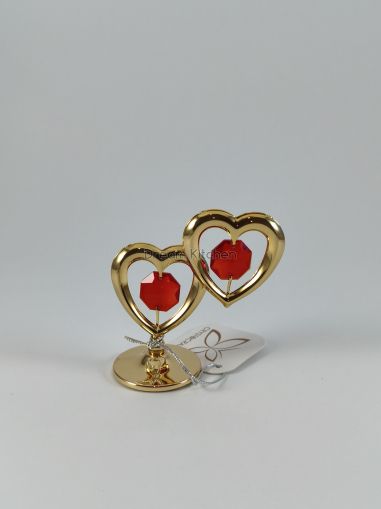 Фигура Сърца двойка - тип Сваровски, позлата