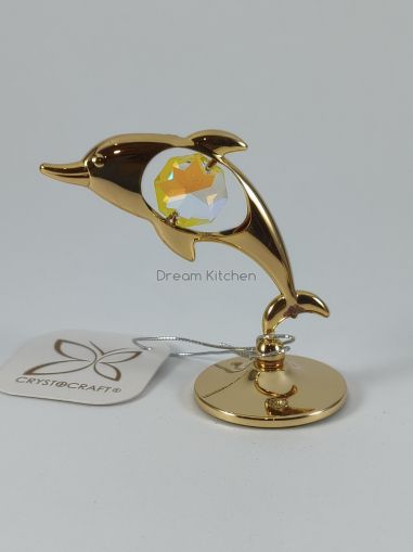 Фигура Делфин - тип Сваровски, позлата