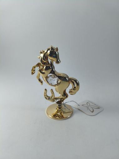 Фигура Кон с подкова - тип Сваровски, позлата
