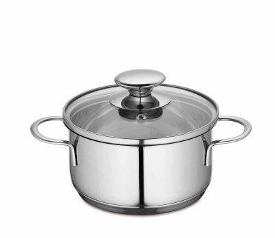 Мини тенджера с капак ф14*6,5 см, 1 л, инокс