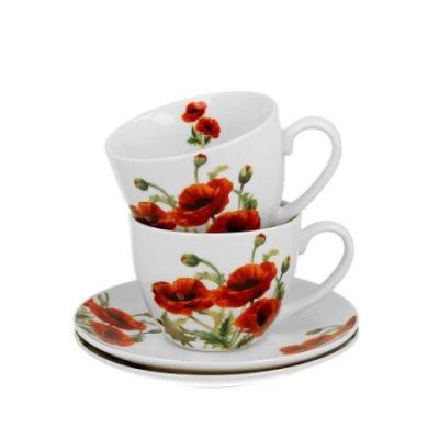 Две чаши за кафе/чай с чинийки, Макове, 930306