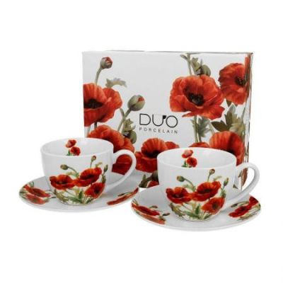 Две чаши за кафе/чай с чинийки, Макове, 930306