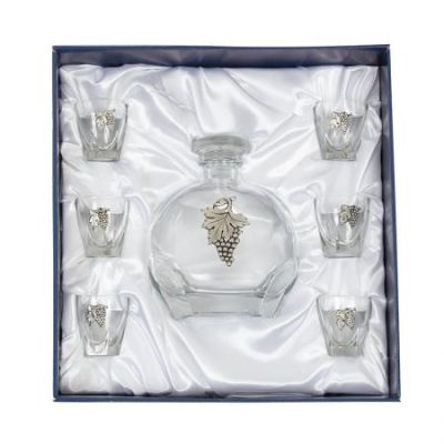 DG093 Сет бутилка + 6 чаши за ракия ГРОЗД