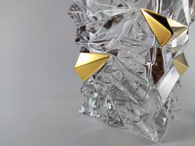 Ваза Bohemia 1845 Glacier Gold кант H30.5cm