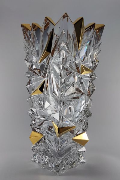 Ваза Bohemia 1845 Glacier Gold кант H30.5cm