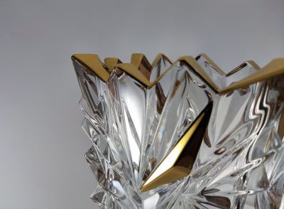 Ваза Bohemia 1845 Glacier Gold кант H30.5cm