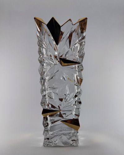 Ваза Bohemia 1845 Glacier Gold кант H30.5cm