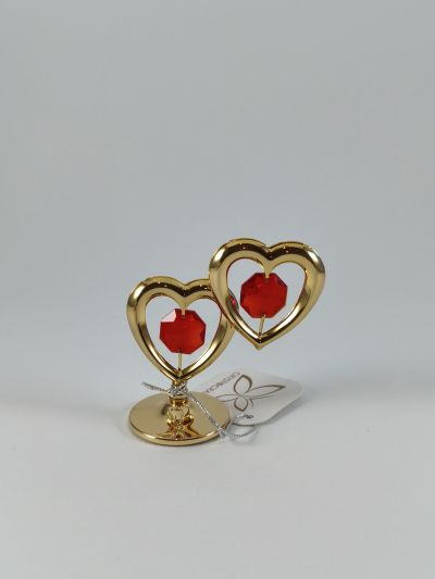 Фигура Сърца двойка - тип Сваровски, позлата