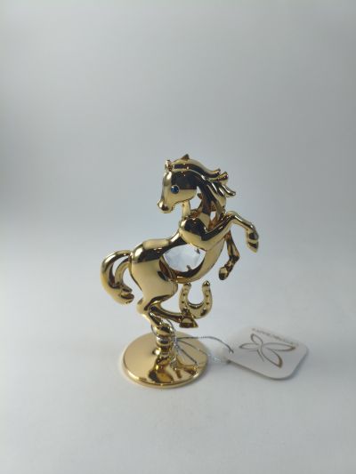 Фигура Кон с подкова - тип Сваровски, позлата