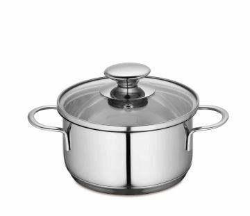 Мини тенджера с капак ф14*6,5 см, 1 л, инокс