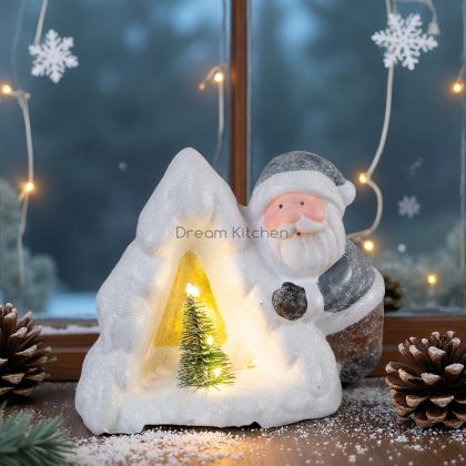 Светеща коледна декорация - Дядо Коледа с елха