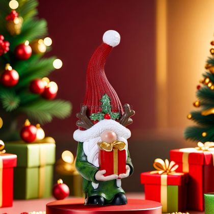 Коледна декорация - Гном с подарък 18 см.
