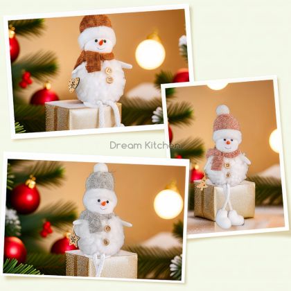 Коледна декорация - Снежен човек с шал, висящи крака