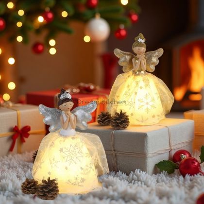 Коледна декорация - Светеща фея с крила 27 см.