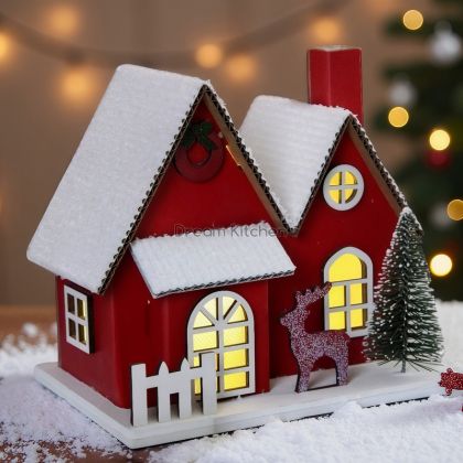 Коледна декорация от хартия - Червена къщичка