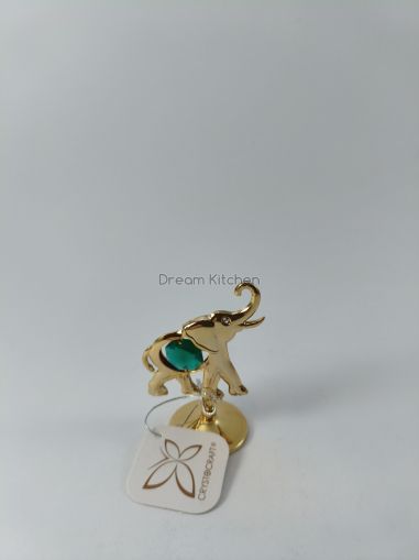 Фигура Слон с тюркоазен камък - тип Сваровски, позлата