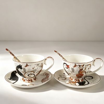 К-т 2 чаши 250мл с 2 чинийки - Котки