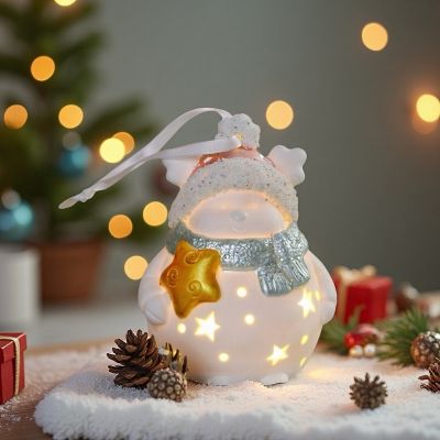 Коледна декорация с лед светлина - Снежко 