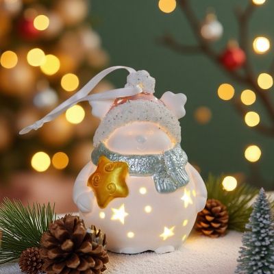 Коледна декорация с лед светлина - Снежко 