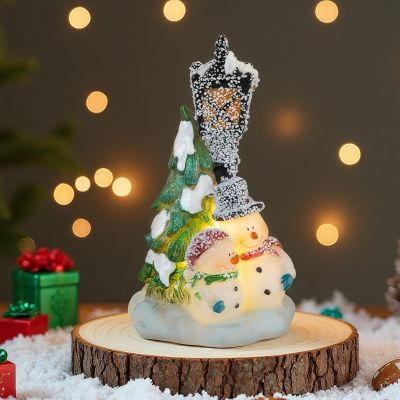 Светеща коледна декорация - Снежко с елха