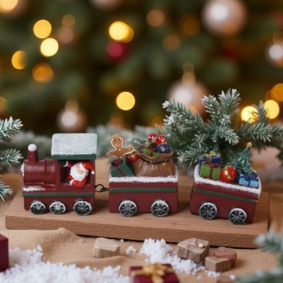 Коледна декорация - Влакче с подаръци 21 см