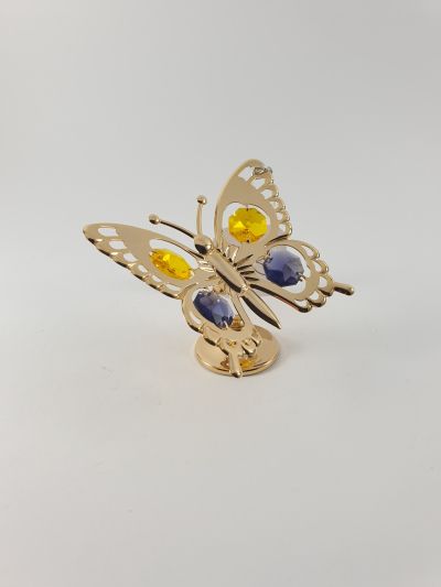 Фигура Пеперуда на стойка - тип Сваровски злато