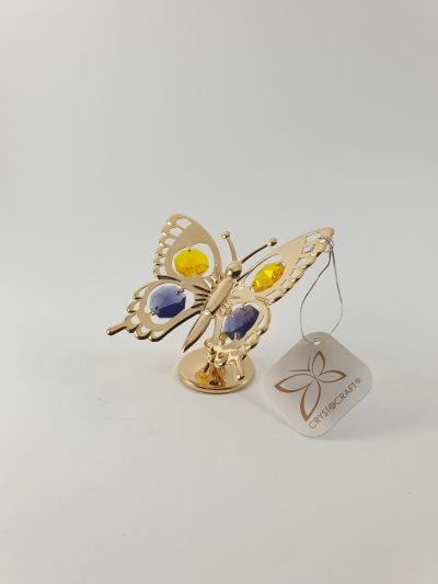 Фигура Пеперуда на стойка - тип Сваровски злато