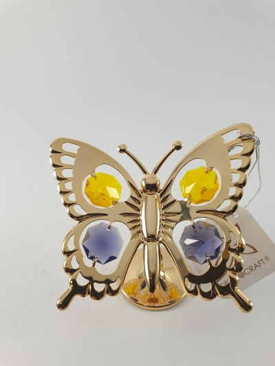 Фигура Пеперуда на стойка - тип Сваровски злато