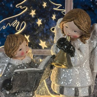 Коледна декорация с лед светлина - Ангели музиканти