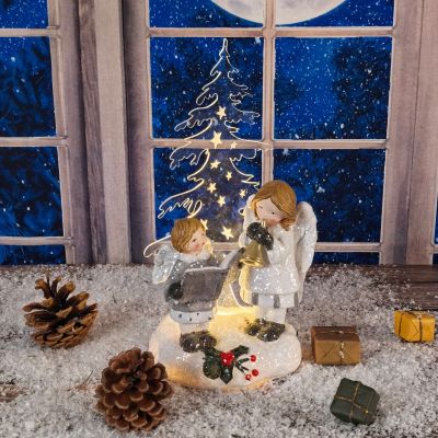 Коледна декорация с лед светлина - Ангели музиканти