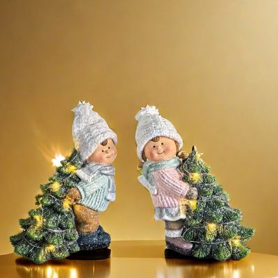 Коледна декорация - Дете с елха 10 см