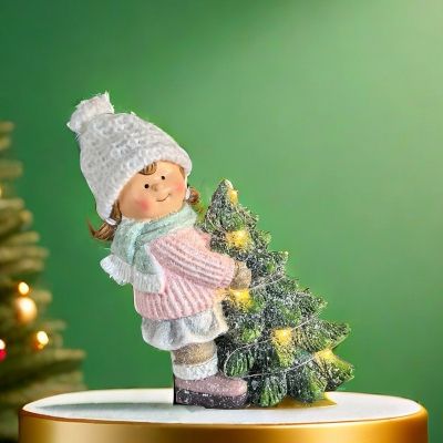 Коледна декорация - Дете с елха 10 см