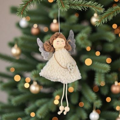 Коледна декорация - Ангел сребърни крила
