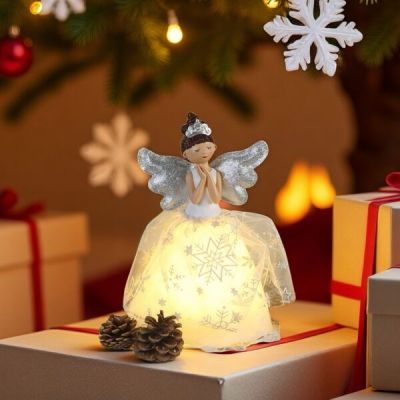 Коледна декорация - Светеща фея с крила 27 см.