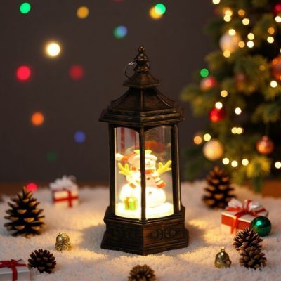 Коледен фенер с лед светлина - Снежен спомен