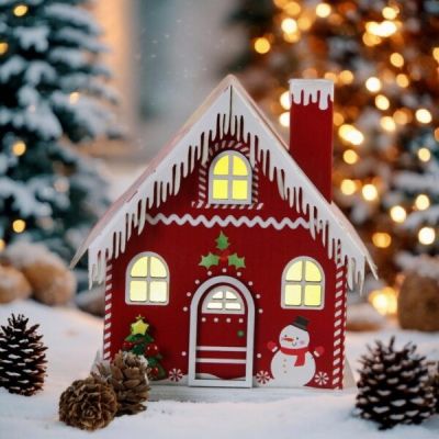 Коледна декорация от хартия - Червена къща
