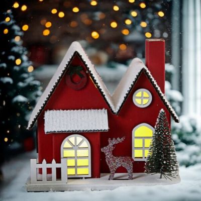 Коледна декорация от хартия - Червена къщичка