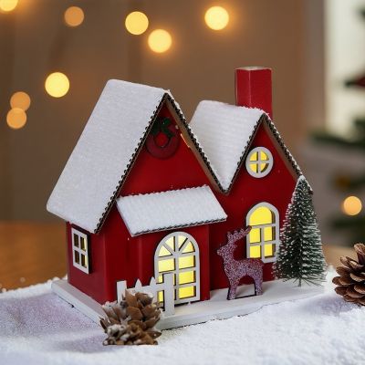 Коледна декорация от хартия - Червена къщичка