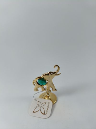 Фигура Слон с тюркоазен камък - тип Сваровски, позлата